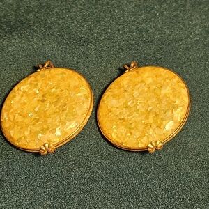 Gold-Tone Yellow Druzy Oval Drop Earrings - Women Jewelry